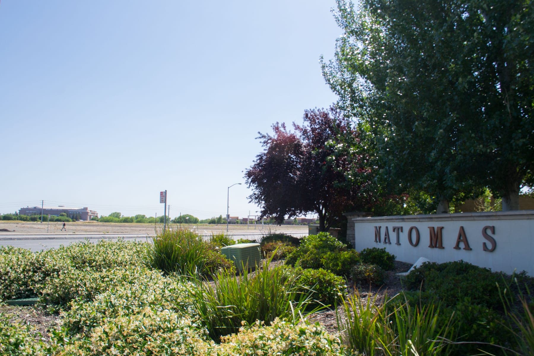 North Natomas from the air: the arena site, the wide arterial roads and the flat basin beyond
